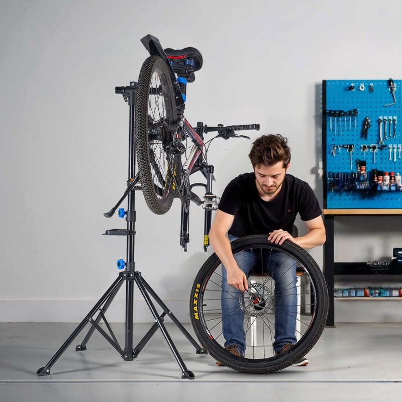Pyörän huoltoteline Q195-teräs 29,9 kg kantavuus 835–1440 mm taittuva magneettinen työkalutarjotin