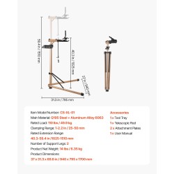 Pyörän huoltoteline teräs ja alumiini 49,9 kg kantavuus säädettävä korkeus 1025–1510 mm