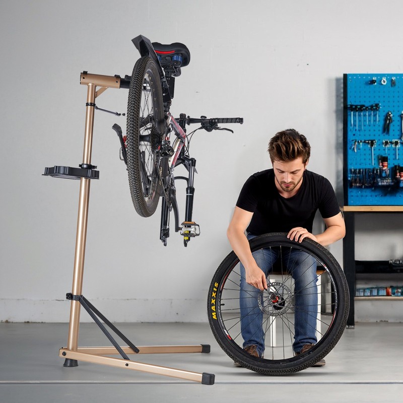Pyörän huoltoteline teräs ja alumiini 49,9 kg kantavuus säädettävä korkeus 1025–1510 mm