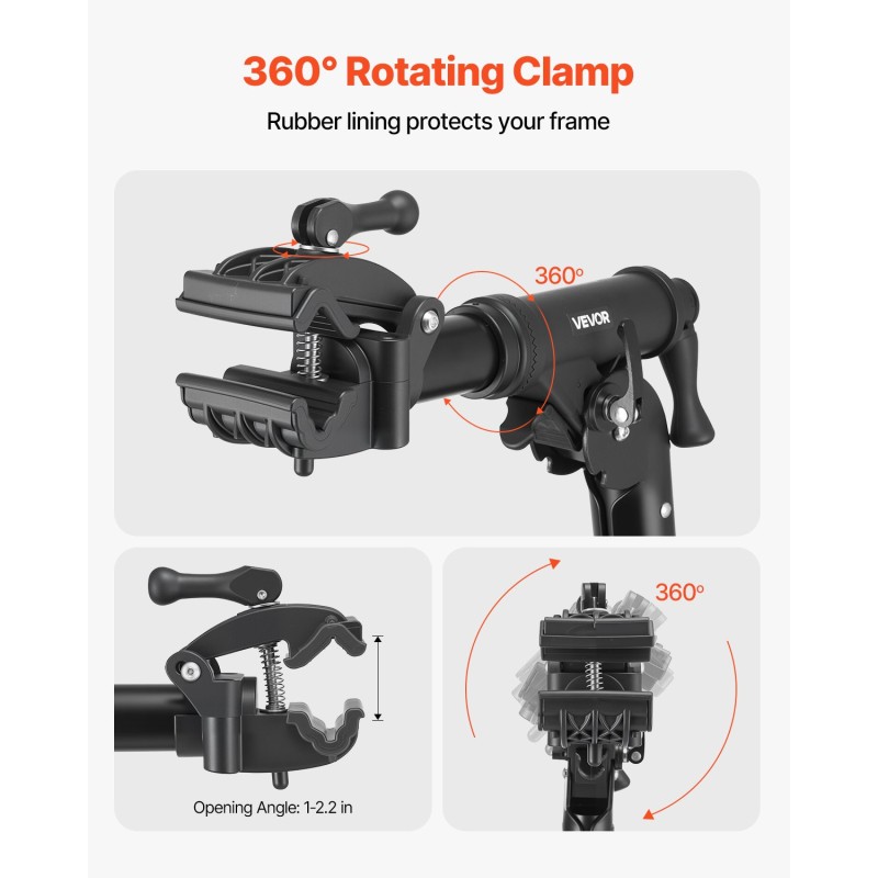 Pyöränhuoltoteline alumiiniseos säädettävä 1035–1630 mm korkeus 38,6 kg kantavuus magneettinen työkalutaso
