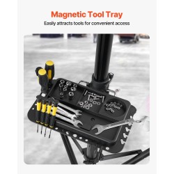 Pyöränhuoltoteline alumiiniseos säädettävä 1035–1630 mm korkeus 38,6 kg kantavuus magneettinen työkalutaso