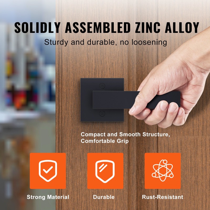 Ovenkahva neliömäinen sinkkiseos käännettävä 1 kappale mattamusta sisäoviin