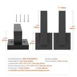 Kiinteä ovenpainike sinkkiseosta mattamusta 2 kpl ei-kääntyvä sopii oikea- ja vasenkätisiin oviin