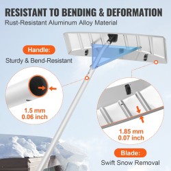 Kattolumiharja alumiiniterä 63,5 cm 640 cm ulottuvuus suojapyörillä liukuestekahvalla
