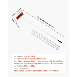 Kattolumilapio korkeatiheyksisellä 45 cm vaahtoterällä säädettävä 2,25–5,62 m alumiinivarrella ja liukumattomalla kahvalla