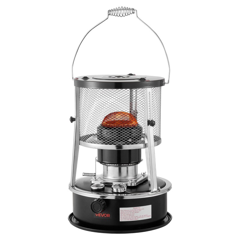 Siirrettävä kerosiinilämmitin ja liesi 9000 BTU 19 L säädettävä liekki musta