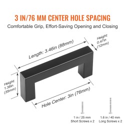 Kaapinvetimet 30 kappaletta ruostumaton teräs 76 mm reikäväli mattamusta poraton asennus