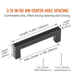 Kaapinvedin ruostumatonta terästä kapea neliömuoto 96 mm keskireikäväli mattamusta 30 kpl
