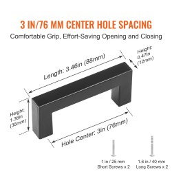 Kaapin vetimet ruostumatonta terästä 76 mm keskireikävälillä 10 kpl mattamusta