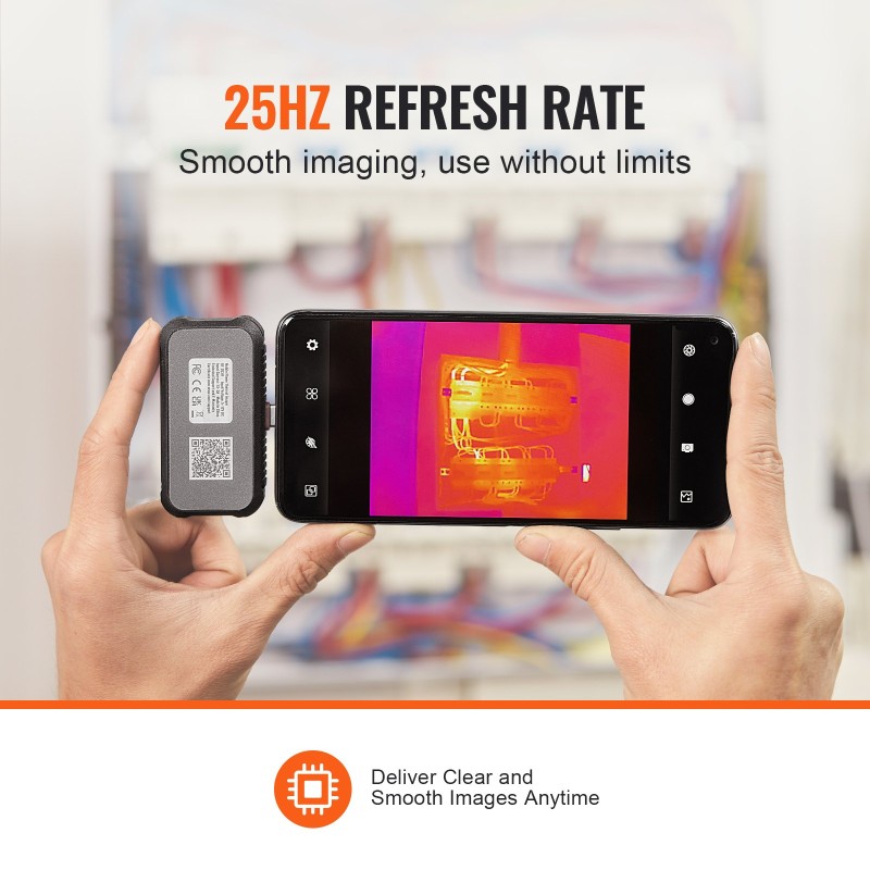 Lämpökamera 256×192 pikseliä 25 Hz Android‑yhteensopiva Type‑C‑liitäntä IP54 -20–550 °C