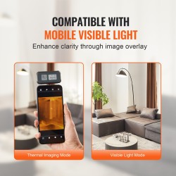 Lämpökamera 256×192 pikseliä 25 Hz Android‑yhteensopiva Type‑C‑liitäntä IP54 -20–550 °C