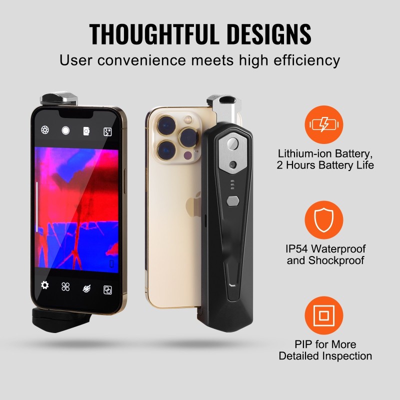 Lämpökamera älypuhelimelle 256×192 infrapunakuvantaja 640×480 näkyväkamera −20–550°C 25Hz IP54