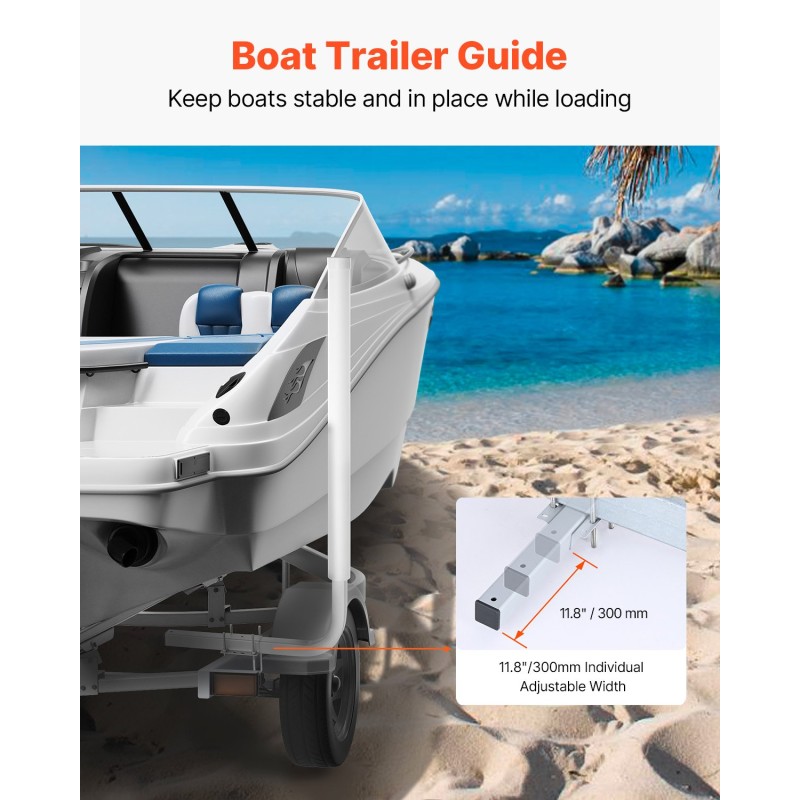 Venetrailereiden teräksiset säädettävät ohjainpylväät 2 kpl PVC pylväillä