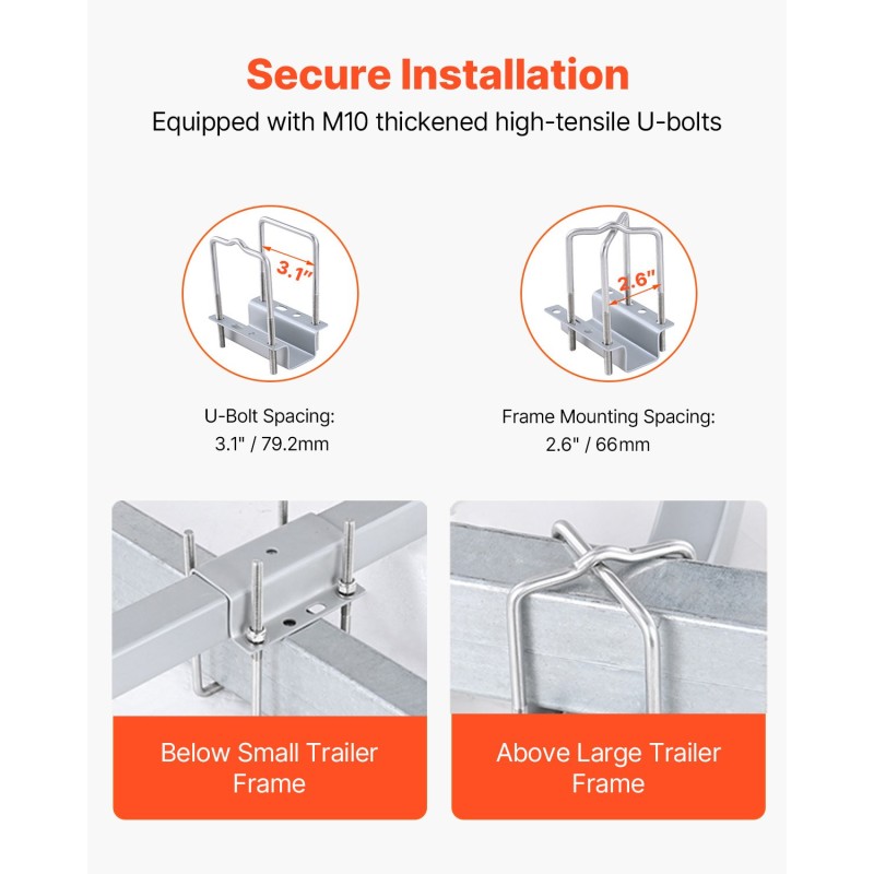 Venetrailerin säädettävät ohjaintolpat korkealujuusteräs 1215 mm pari PVC-pylväillä