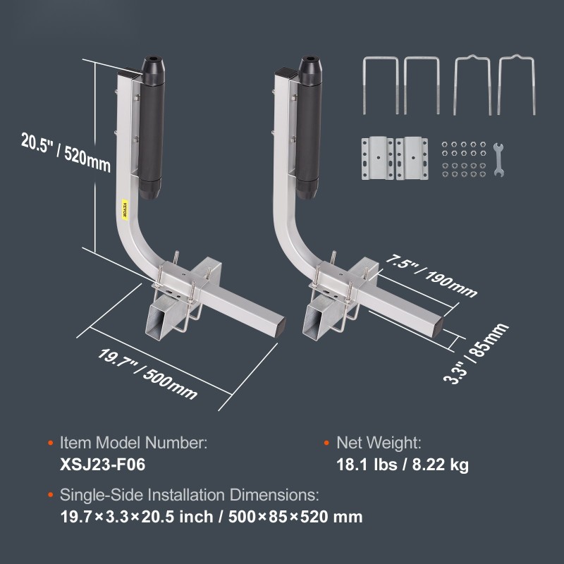 Peräkärryn ohjainpylväät sinkitty teräs 52,1 cm säädettävät 2 kpl kumirullilla pienille veneille