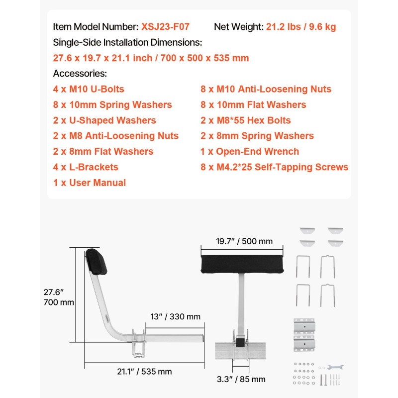 Venetrailerin säädettävät kovetetut teräsohjaimet 2 kpl pehmustetut merenkestävät