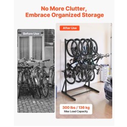 Vapaasti seisova pyöräteline hiiliteräsrunko 136kg kantavuus jopa 5 pyörää sisä- ja ulkokäyttöön