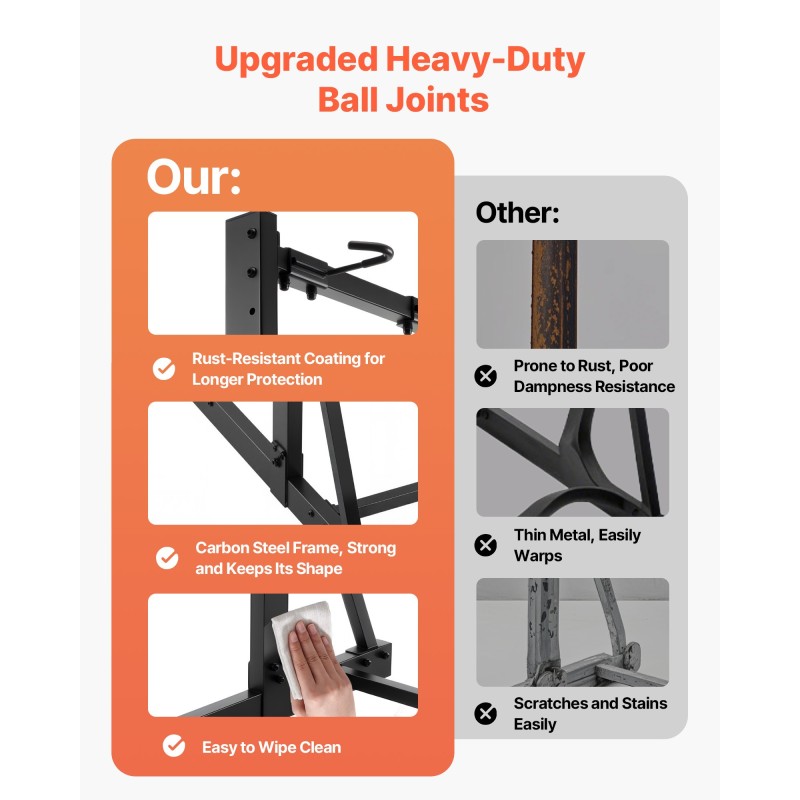 Vapaasti seisova pyöräteline hiiliteräsrunko 136kg kantavuus jopa 5 pyörää sisä- ja ulkokäyttöön