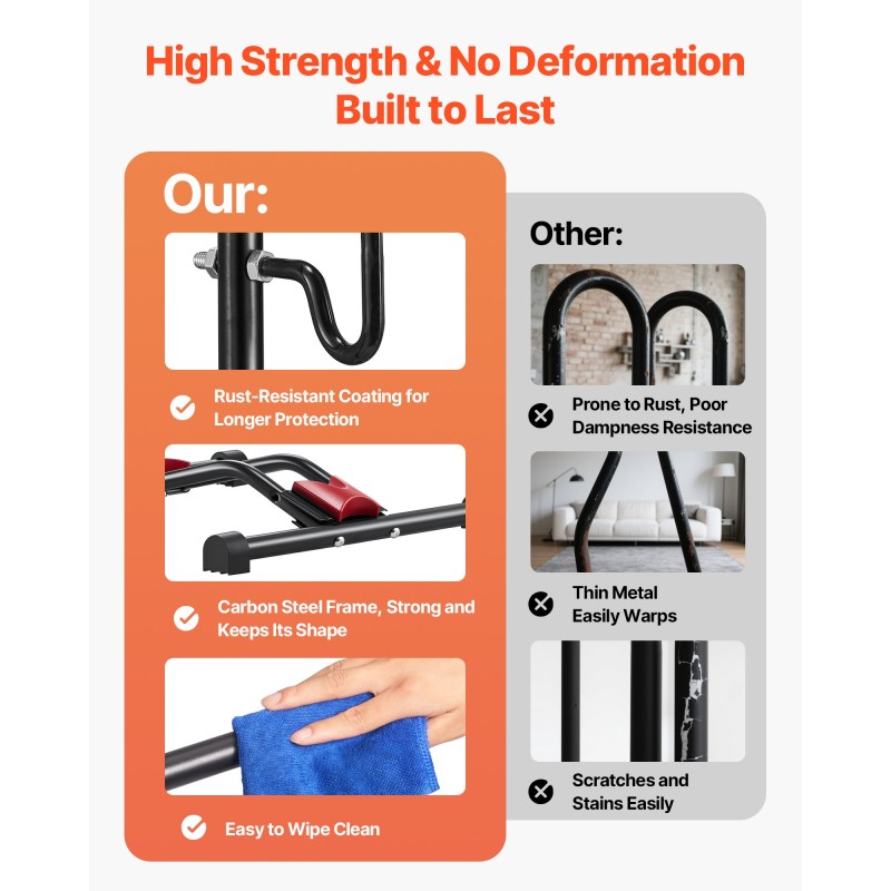 Lattiapyöräteline hiiliteräs 1 kpl musta pysty ja vaaka sopii 16–27,5 tuuman pyörille