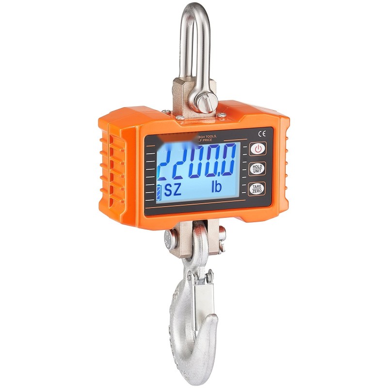 Digitaalinen ripustettava nosturivaaka 1000 kg valualumiinikuori teräskoukku infrapunakaukosäädin 0,2 kg askelväli