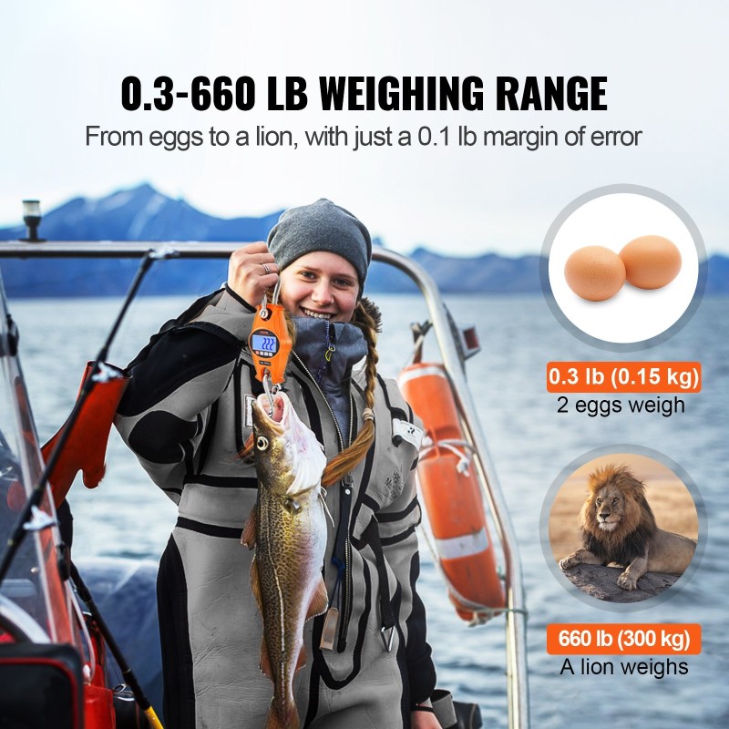 Kompakti digitaalinen ripustettava vaaka 300 kg valualumiinikuori nestekidenäyttö teräskoukut