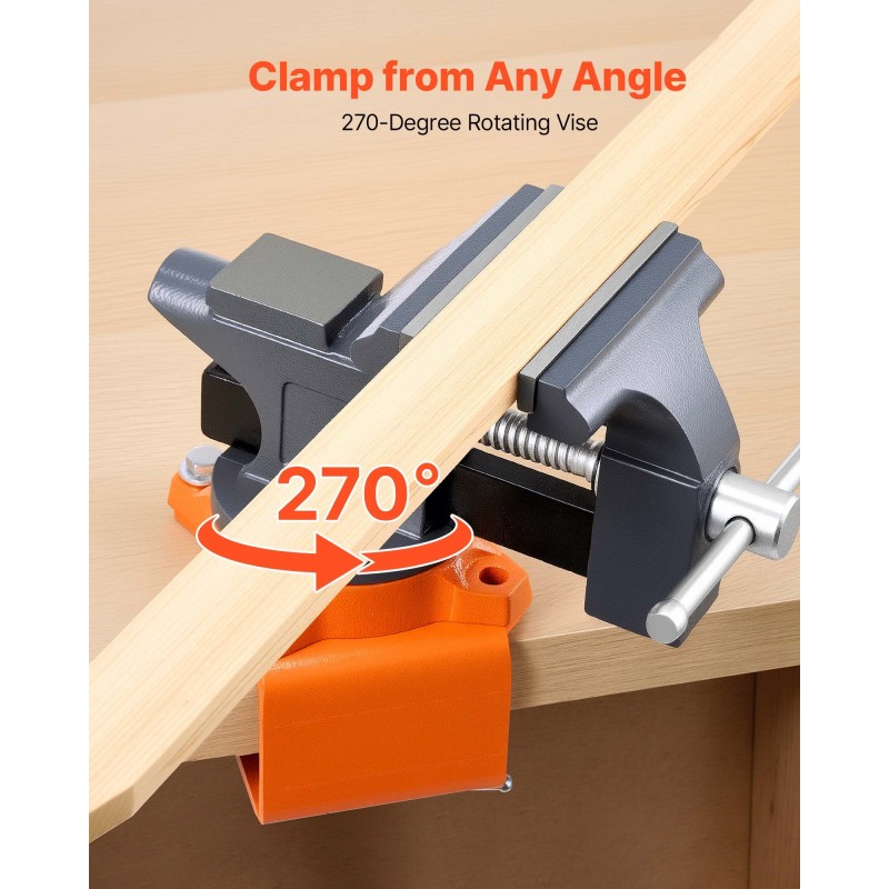 Penkkipuristin pallografiittivaluraudasta 4,5 tuuman leukaleveydellä 270° kääntyvällä jalustalla nopealla vapautuksella