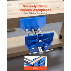 Puusepän ruuvipenkki valurautarunko 9 tuuman leukaleveys 10,2 tuuman avautuma pikalukitus säädettävä etupysäytin