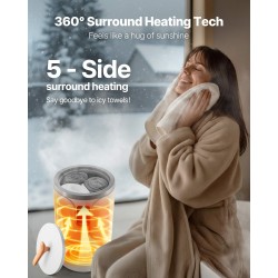 Ämpärimallinen pyyhkeenlämmitin kaksikymmenen litran tilavuus kolmelle pyyhkeelle vuorokauden viiveajastin lapsilukolla