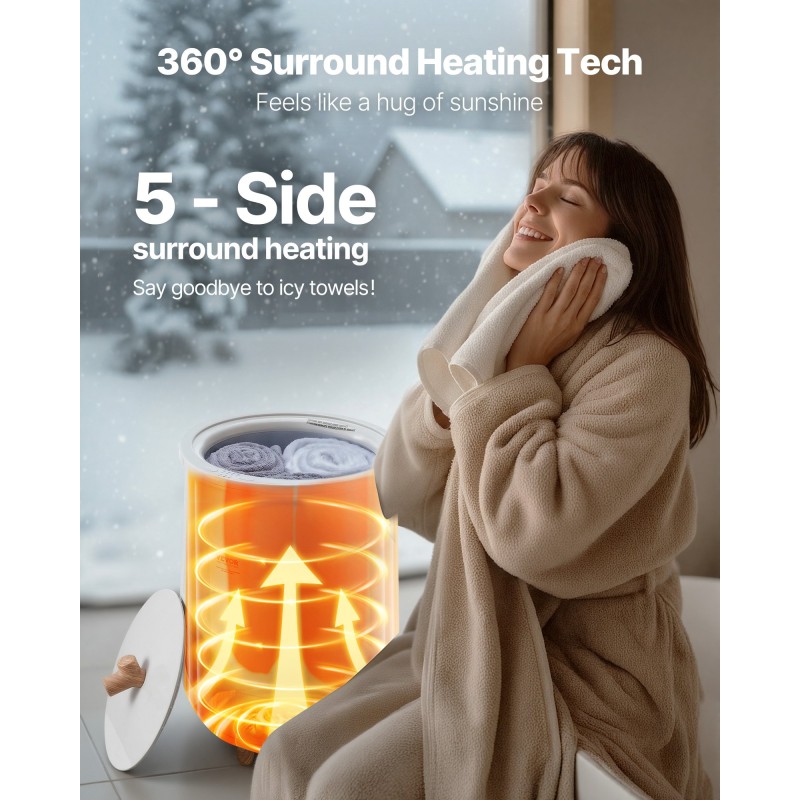 Pyyhkeenlämmitin 20L ämpäri tilaa 3 isokokoiselle pyyhkeelle automaattinen virrankatkaisu aromaterapiakolo