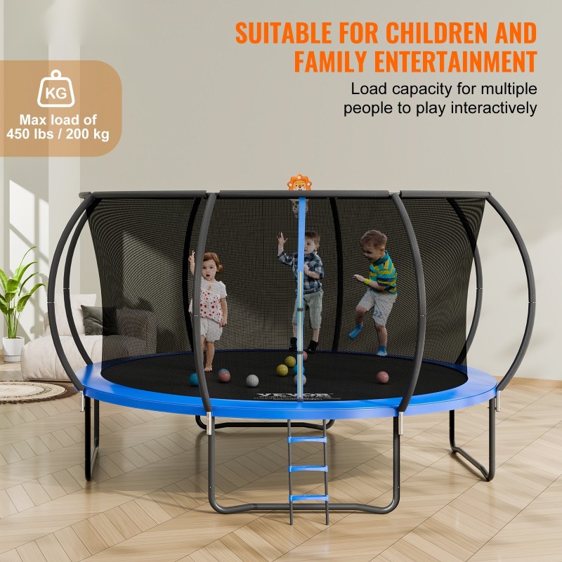 Trampoliini 14FT ulkokäyttöön 200 kg kantavuus suojaverkko ja tikkaat