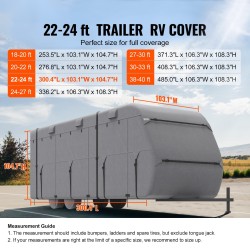 Matkailuauton vedenpitävä kuitukangas suojapeite 671,6–731,5 cm A-luokan