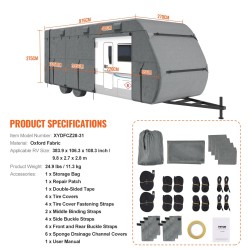 Asuntoauton suojapeite noin 9,8 metrin pituudelle Oxford-kangas vedenpitävä tuulenpitävä