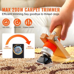 Sähköinen matonleikkuri puukahvalla kuusiportaisella nopeudensäätöllä tuftatuille matoille