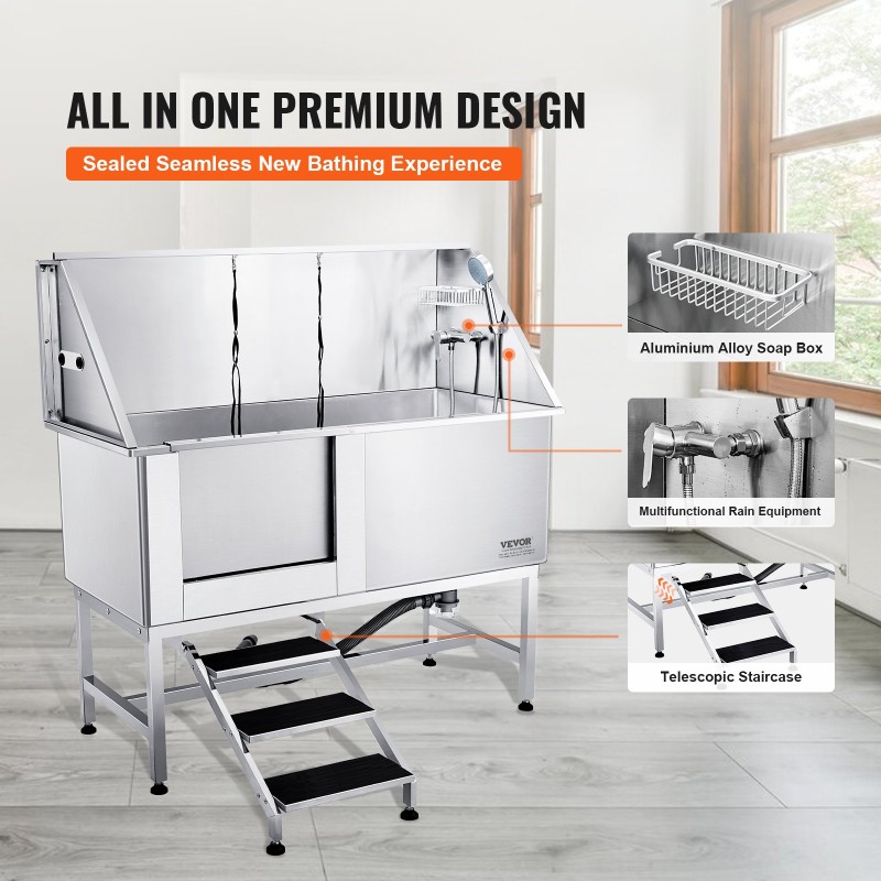 Lemmikkien pesuamme ruostumaton teräs 1575 mm 200 kg portaat luistamaton matto varustepaketti