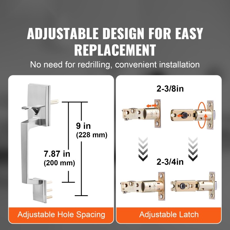 Kaksinkertainen ovenkahvasarja satiininikkelipinnoite messinki ja sinkki neliövipukahvat käännettävä avainlukolla etu- ja