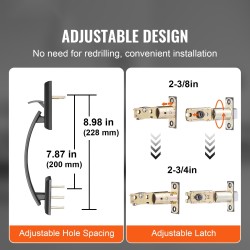 Ovikahvasarja kaksiosaisille oville mattamusta messinki- ja sinkkiseos käännettävä avainlukolla
