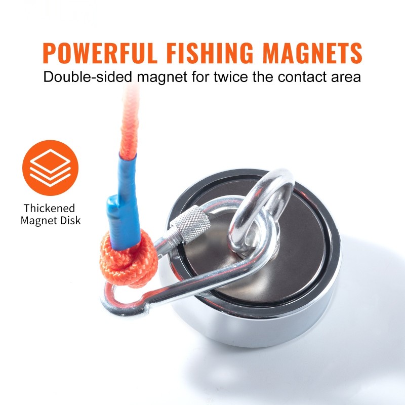 Kaksipuoleinen neodyymimagneettisarja kalastukseen 7,5 cm 544,3 kg vetovoima nikkelipinnoitteella