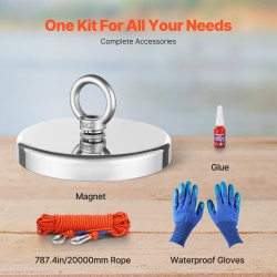 Magneettikalastussarja N35 neodyymimagneetti 590 kg vetovoima 20 m köysi sisältää tartuntakoukun
