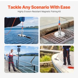 Magneettikalastussarja N35 neodyymimagneetti 590 kg vetovoima 20 m köysi sisältää tartuntakoukun
