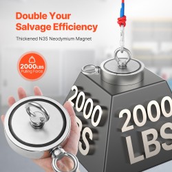 Magneettikalastussarja kaksipuolinen neodyymimagneetti 907 kg vetovoima 6 mm köysi 20 m