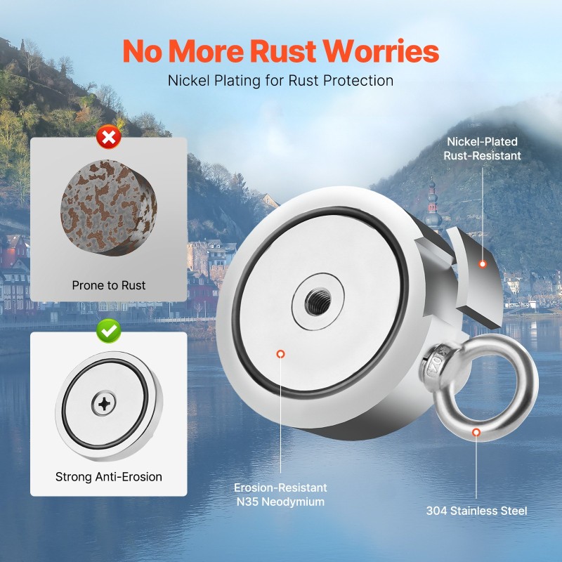 Magneettikalastussarja N35 neodyymimagneetti 635 kg vetovoima 6 mm köysi 20 m PP-säilytyslaatikko