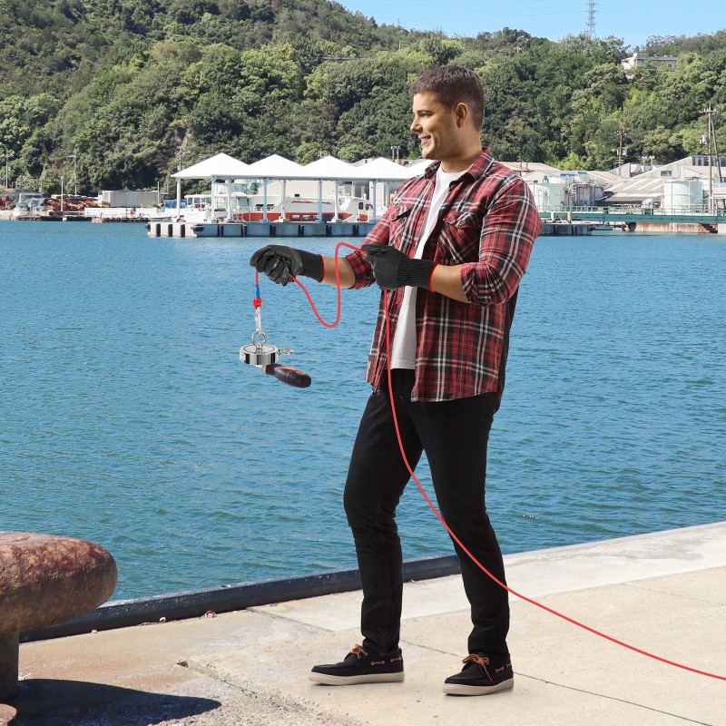 Magneettikalastussarja N35-neodyymimagneetilla 1700 LBS/771 kg vetovoimalla köysi haka hanskat silmukkapultti