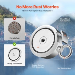 Magneettikalastussarja neodyymimagneetilla 907 kg vetovoima kaksipuolinen sisältää koukun ja hanskat