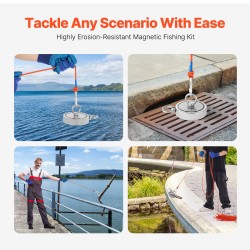 Magneettikalastussarja neodyymimagneetilla 907 kg vetovoima kaksipuolinen sisältää koukun ja hanskat