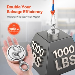 Magneettikalastussarja N35-neodyymi 454 kg vetolujuus 60 mm magneetti koukku ja köysi mukana