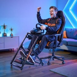 Säädettävä kokoontaitettava ratinteline Q235A-hiiliteräs musta yhteensopiva Logitech Thrustmaster Fanatec säädettävällä