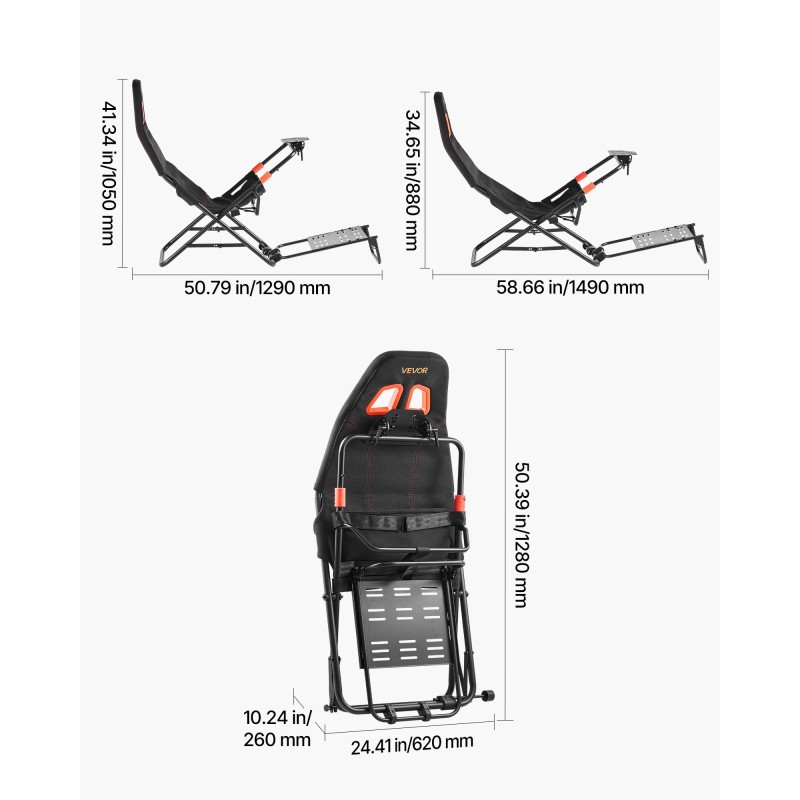 Rattiteline ajosimulaattorille Q235A-teräs säädettävä taitettava 470 mm istuinleveys