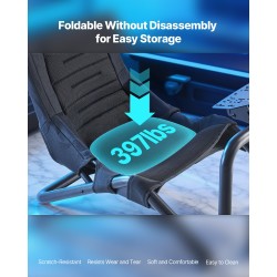 Ajosimulaattorin hiiliteräsrunkoinen ohjaus ja poljinjalusta musta 180 kg yhteensopiva suosittujen rattien kanssa