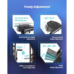 Ajosimulaattorin teräsrunkoinen rattiteline PVC-istuimella ja irrotettavalla näyttötelineellä sopii 60 tuuman näytölle