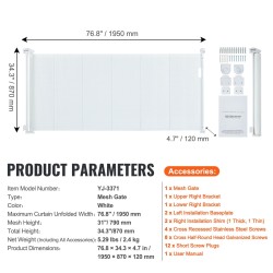Sisäänvedettävä verkkoturvaportti 86 9 cm korkea leveys enintään 195 1 cm lapsille ja lemmikeille